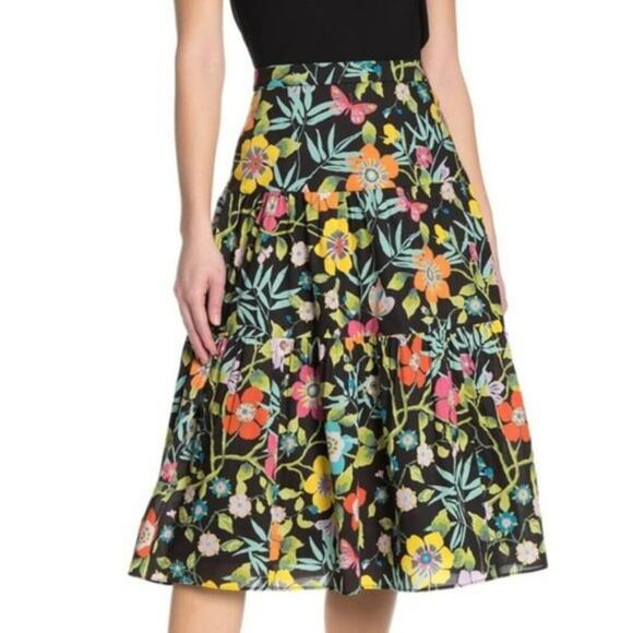 J.Crew | Liberty London Tawna Pavilion Tiered Midi Floral Skirt Size 0 Cottage - Picture 1 of 10